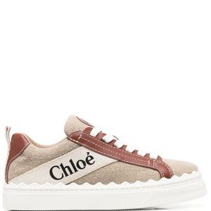 Chloé Lauren Low-Top Beige Canvas Sneakers